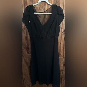 Patra Black Sleveless with shoulder overlay Dress